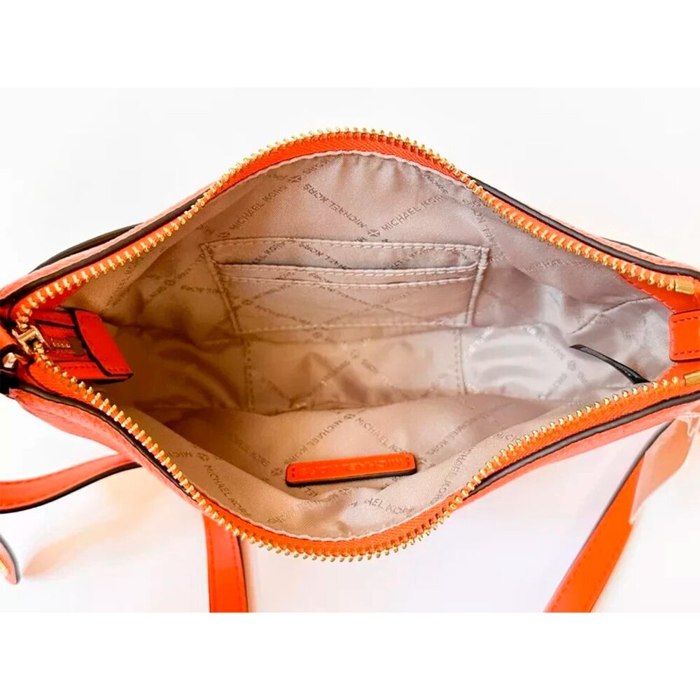 S Michael Kors Dover Half Moon Crossbody Orange Leather Bag 35R3G4DC5L Purse NWT - Picture 7 of 14